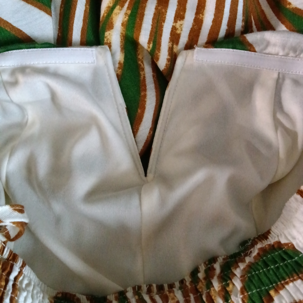 Aakaa Halter Maxi Dress Green & Brown Palm Print Spaghetti Straps Size S NWT - Picture 8 of 15